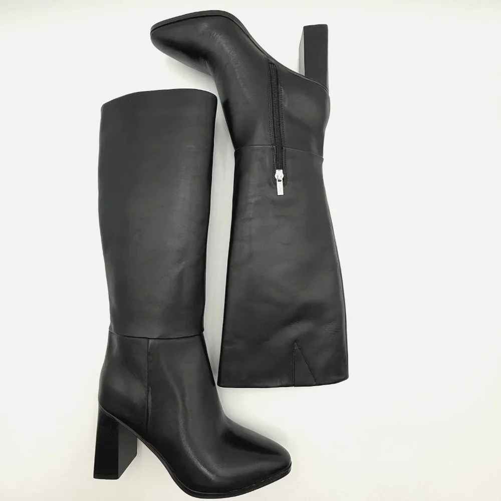 Calvin Klein Women's Size 7 M Dawna Leather Tall Knee High Boots Black NEW - Picture 7 of 13